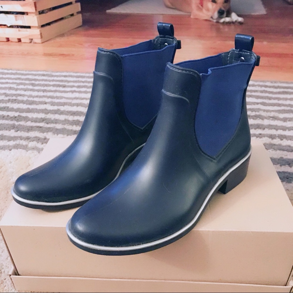 Kate Spade Black and Blue Rain Booties